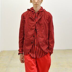 Comme des Garcons Shirt SS/22 Runway Red & Black Striped Single-Breasted Blazer
